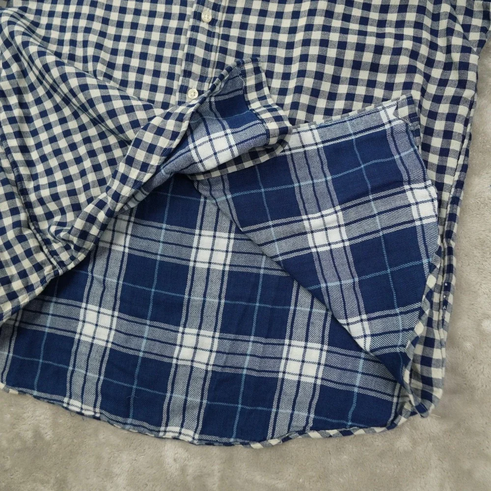 Ralph lauren Classic Fit Button Up Shirt Men's Large Blue Plaid Double-Faced